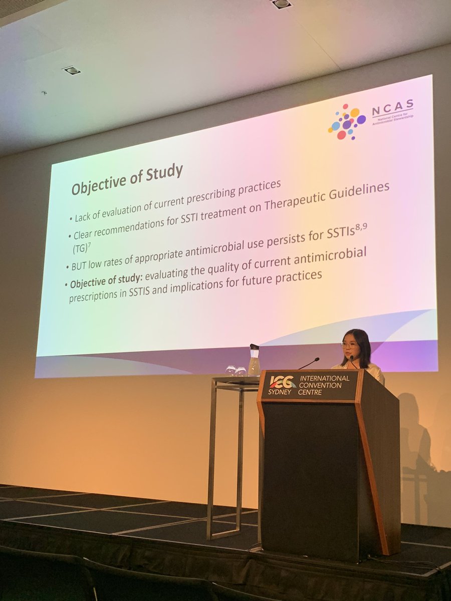 courtierano's tweet photo. @UniMelbMDHS Ms Sarah Park’s research exploring #SSTIs subset of hospital @NAPSurvey  data. Common SSTI abx- flucloxacillin + cefazolin don’t get covered as a priority on an AMS ward round, their doses/frequency are suboptimal+warrant improvement #antimicrobials2024 @NCAS_Aus https://t.co/jW4cpRwVyL