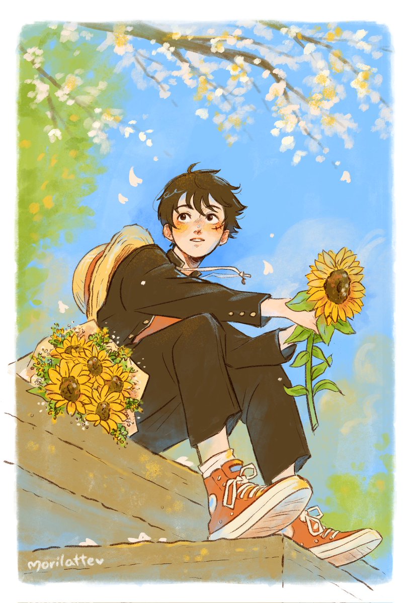 morilatte_art's tweet photo. A Luffy for Valentine's Day 🌻❤️ #onepiece https://t.co/b7L4eQcEYk