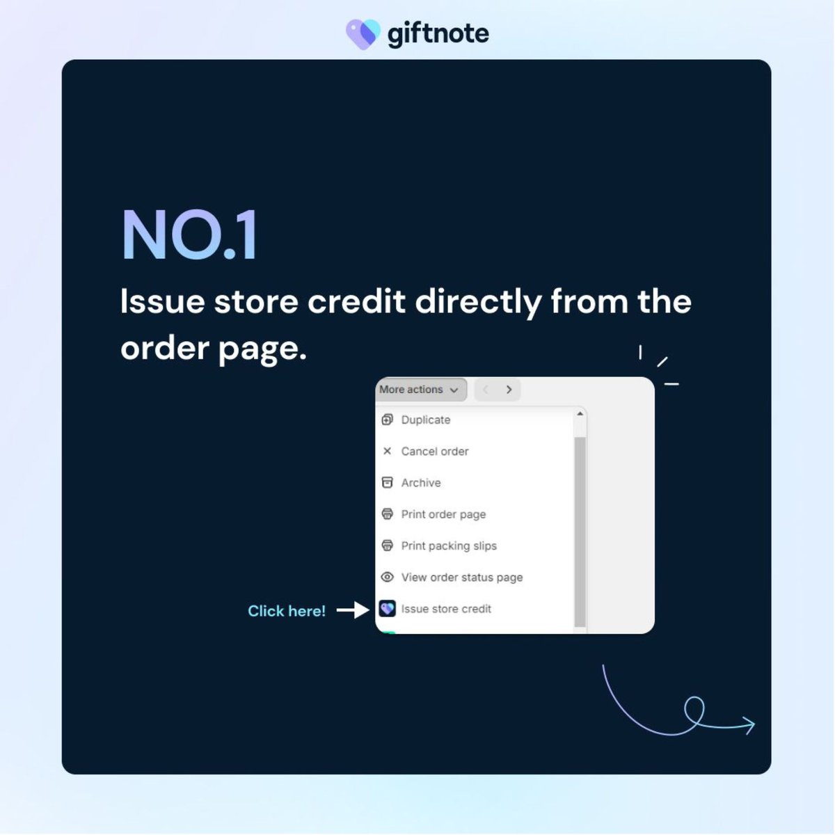 giftnoteapp's tweet photo. Excited to roll out our latest store credit features for @Shopify  🌟 

Get ready for the Winter '24 enhancements for smoother credit handling. 

🎁 Directly issue credits from orders, link credits through Giftnote, and enhance gifting with Shopify Flow & partners including @klaviyo @Yotpo @GetOkendo @LoyaltyLionHQ @getrecharge 

#shopify #dtc