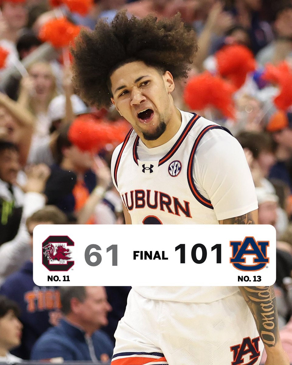 AUBURN BY 40 😤

<a href="/AuburnMBB/">Auburn Basketball</a> undefeated in The Jungle (13-0) 💪