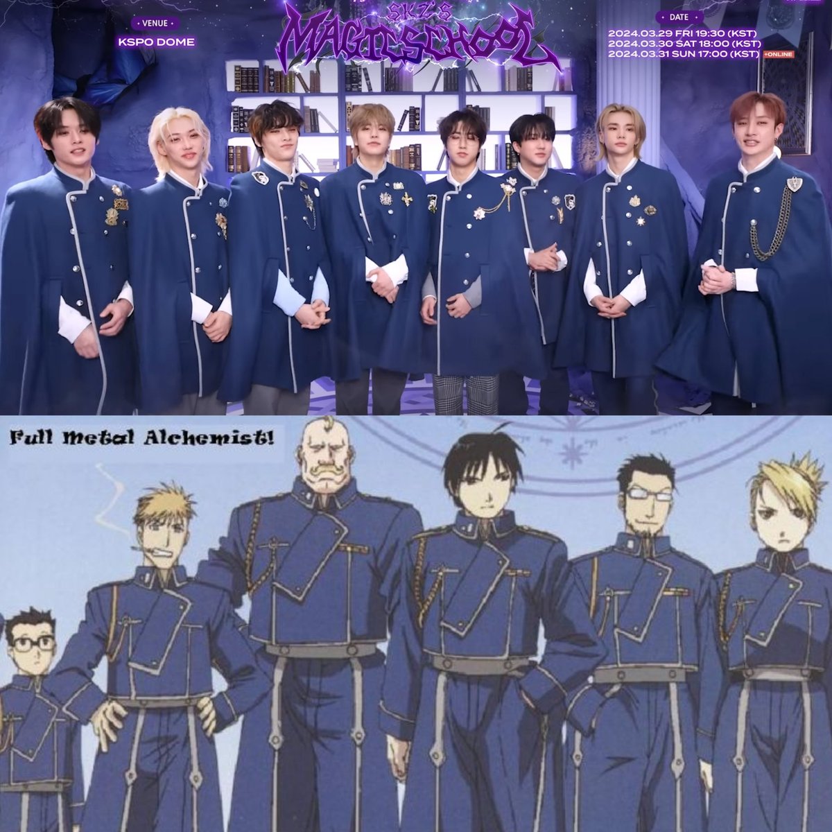 MelliWater's tweet photo. Help now they REALLY look like Alchemists. Lets go 👏 Full Metal Stray Kids https://t.co/2Xv38E0VGW