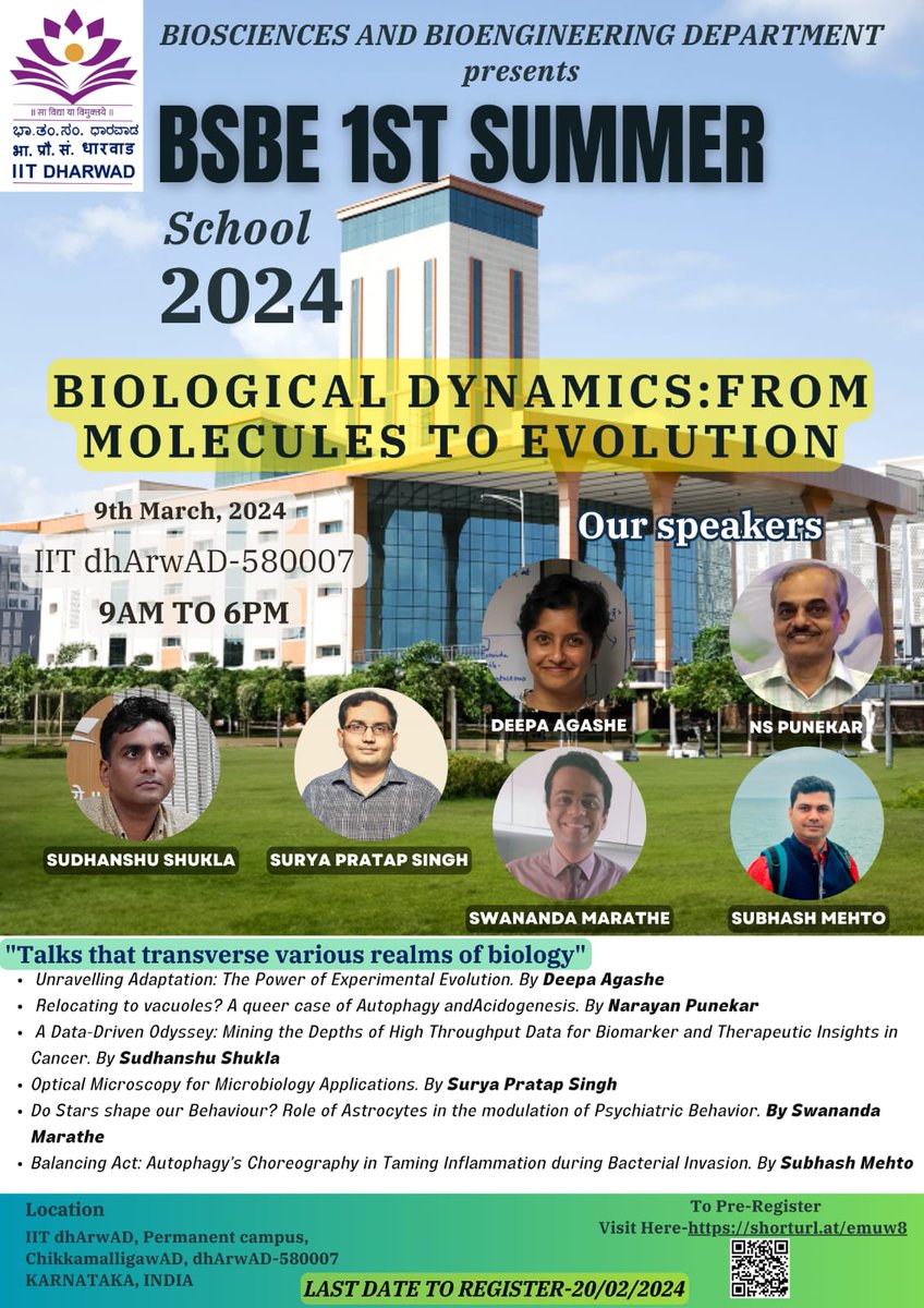 MBoCancer's tweet image. 💫Exciting news! Get ready for an engaging summer school experience hosted by BSBE @IITDharwad—your gateway to a blend of interactive lectures, dynamic discussions, and collaborative learning! 🌞