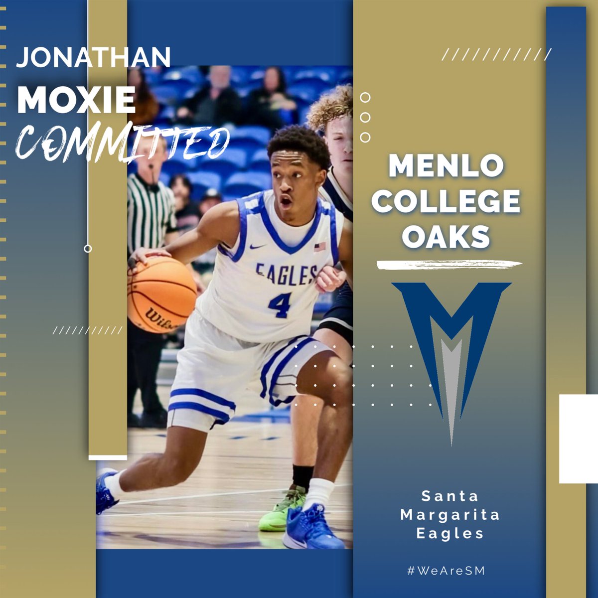 Let’s congratulate Jonathan Moxie on his commitment to Menlo College!! We look forward to cheering on you and your fellow Oaks starting next season!! @MenloMBB #ItsOakTime #WeAreSM🦅 @SMCHSEagles @SMCHSAthletics @FrankieBur