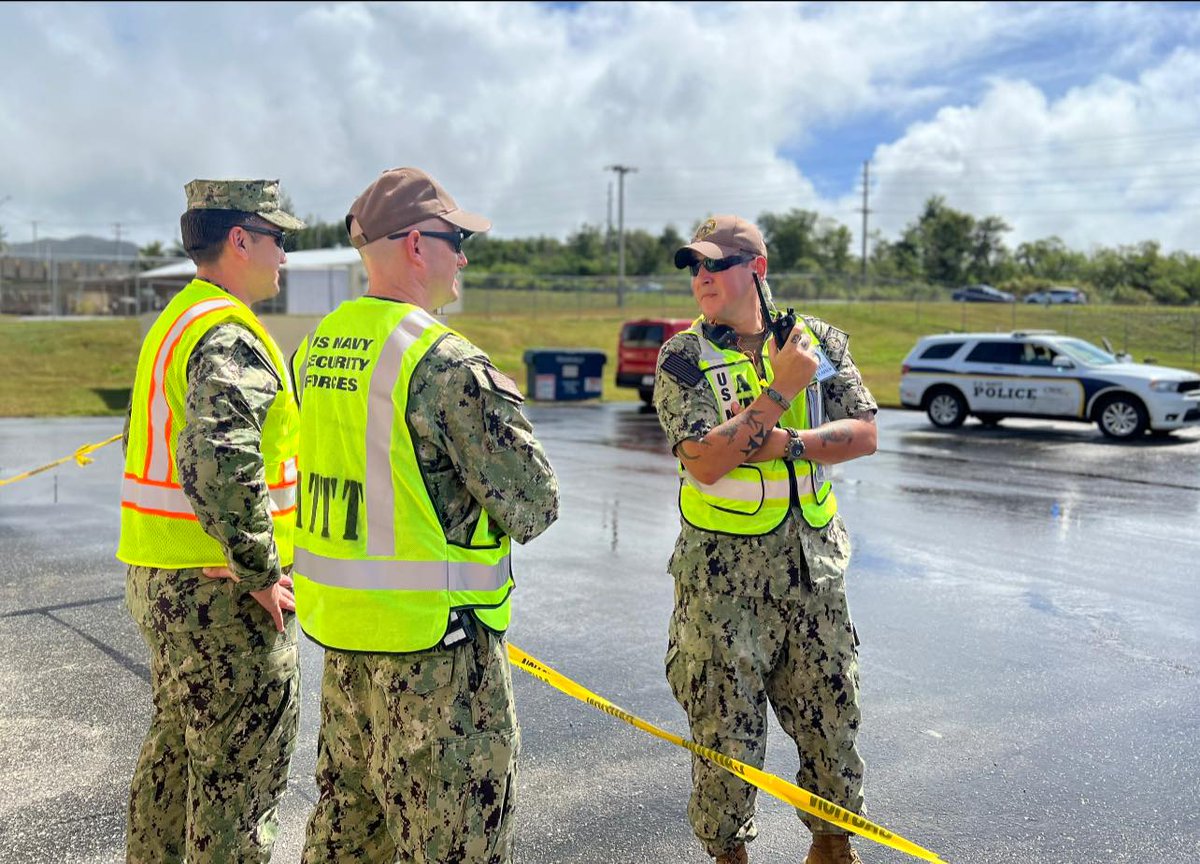 NBG Security and JRM Fire & Emergency Services personnel respond to a simulated threat during the Final Evaluation Problem (FEP) Feb. 15. FEP is a CNIC tri-annual certification, assessing command, control, communications and Security Forces (NSF) on all U.S. Navy installations.