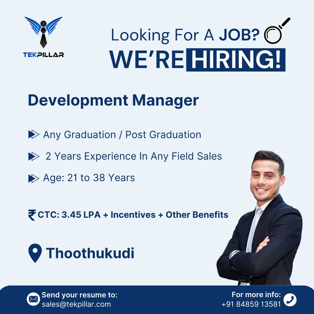 🚀 Ready to expand your sales Career?

@itekpillar is immediately hiring In #Thoothukudi

#immediatelyhiring #thoothukudijobs #agency #fieldsales #tamilnadu #bfsi #lookingforjobchange #tamilnadujobs #tamilnaduhiring #thoothukudijobalert #jobsinthoothukudi #urgenthiringtamilnadu