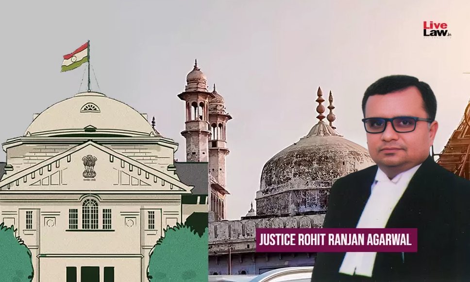 LiveLawIndia's tweet photo. The #AllahabadHighCourt begins hearing #GyanvapiMosque committee's appeal challenging #VaranasiCourt's Jan 21 order allowing 'Puja' In 'Vyas Tehkhana' (southern cellar of Mosque). 

Justice Rohit Ranjan Agarwal is hearing the matter.  

Follow this thread for #LiveUpdates ⬇️
