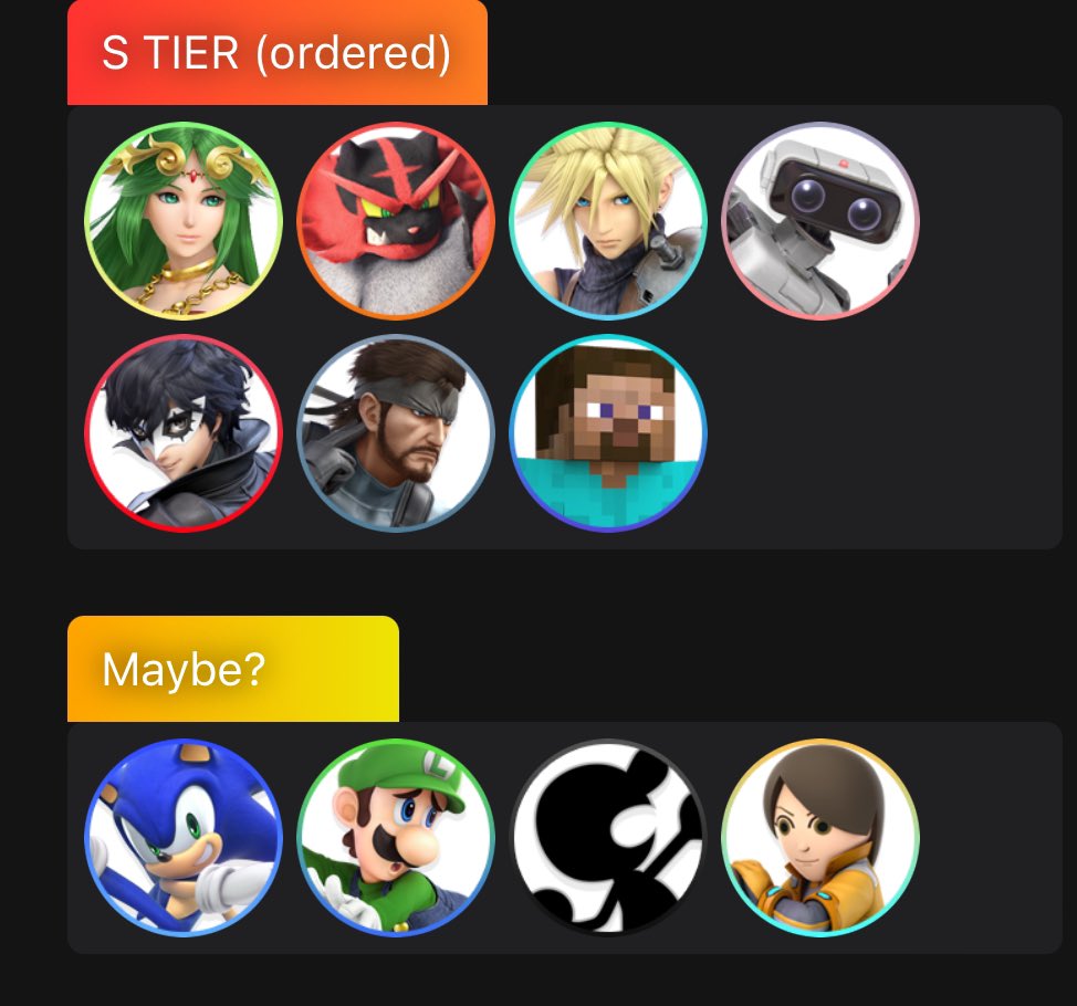 ddee_ssbu's tweet photo. Doubles Top Tiers https://t.co/e8mFyj2cGo