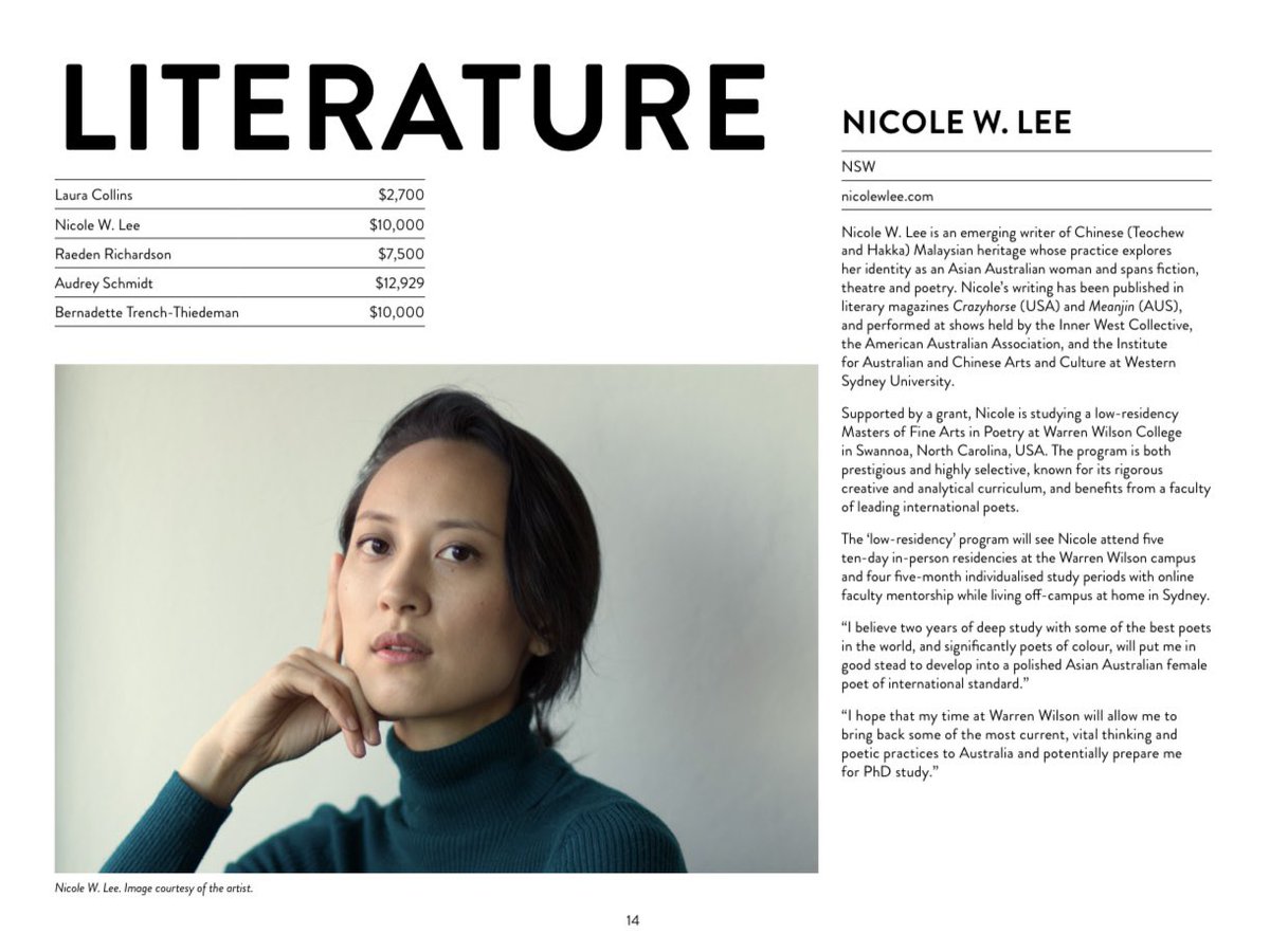 I’m deeply indebted to <a href="/IPCulturalTrust/">The Ian Potter Cultural Trust</a> for their support of my poetry studies at <a href="/WarrenWilsonMFA/">Warren Wilson MFA</a>. Thank you for featuring me in your annual report!