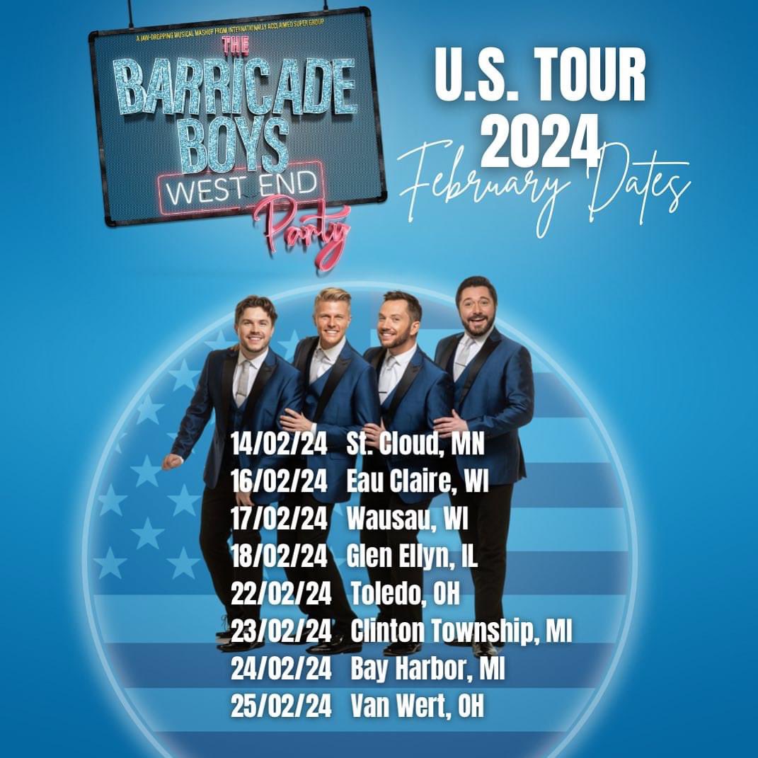 🇺🇸 pals! We have a few @BarricadeBoys dates coming up, make sure to come see us! 16th- Eau Claire, Wisconsin, 17th- Wassau, Wisconsin, 18th- Glen Ellen, Illinois, 22nd- Toledo, Ohio, 23rd- Charter Townnship of Clinton, Minnesota, 24th- Bay Harbour, Michigan, 25th- Van Wert, Ohio