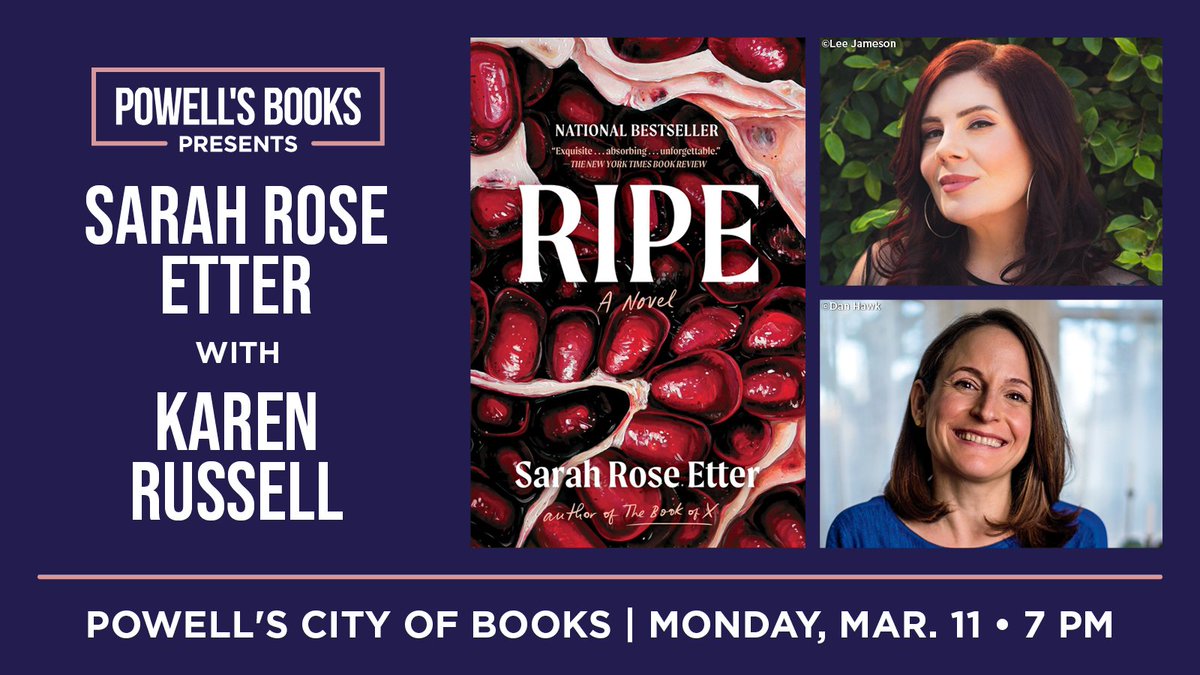 #Ripe is out in paperback this March and @sarahroseetter will be at @Powells Books on March 11 with Swamplandia! author Karen Russell to discuss it! Mark those calendars! Details here: spr.ly/6015TlXH7