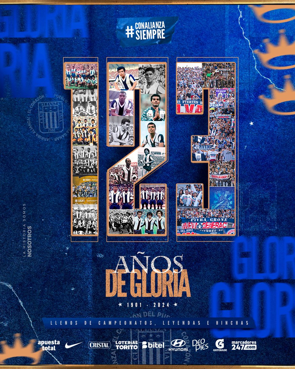 ¡𝗛𝗼𝘆 𝗲𝘀 𝗻𝘂𝗲𝘀𝘁𝗿𝗼 𝗮𝗻𝗶𝘃𝗲𝗿𝘀𝗮𝗿𝗶𝗼! 💙

𝟏𝟐𝟑 𝗮𝗻̃𝗼𝘀 de gloria de Alianza Lima. 🔵⚪️

¡Arriba Alianza, toda la vida! 💪🏾

¡Llenos de campeonatos, hinchas e historia! 

#ConAlianzaSiempre
#123AñosDeGloria