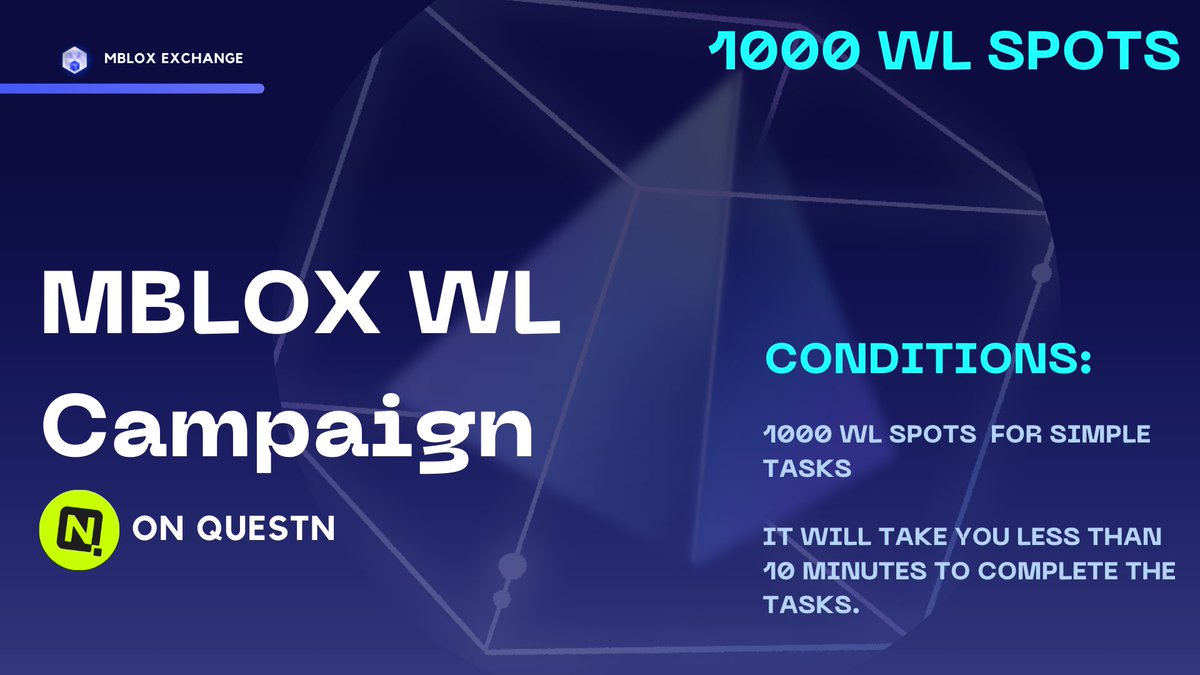 We continue our WL campaign and now we are on QuestN🤩
Yes, there are still as many prizes, and the conditions are even easier

Join and pick up your WL at the $MBX token sale, which will take place soon

Campaign👉 app.questn.com/quest/86995931…

#crypto #ido #giveaway #wl