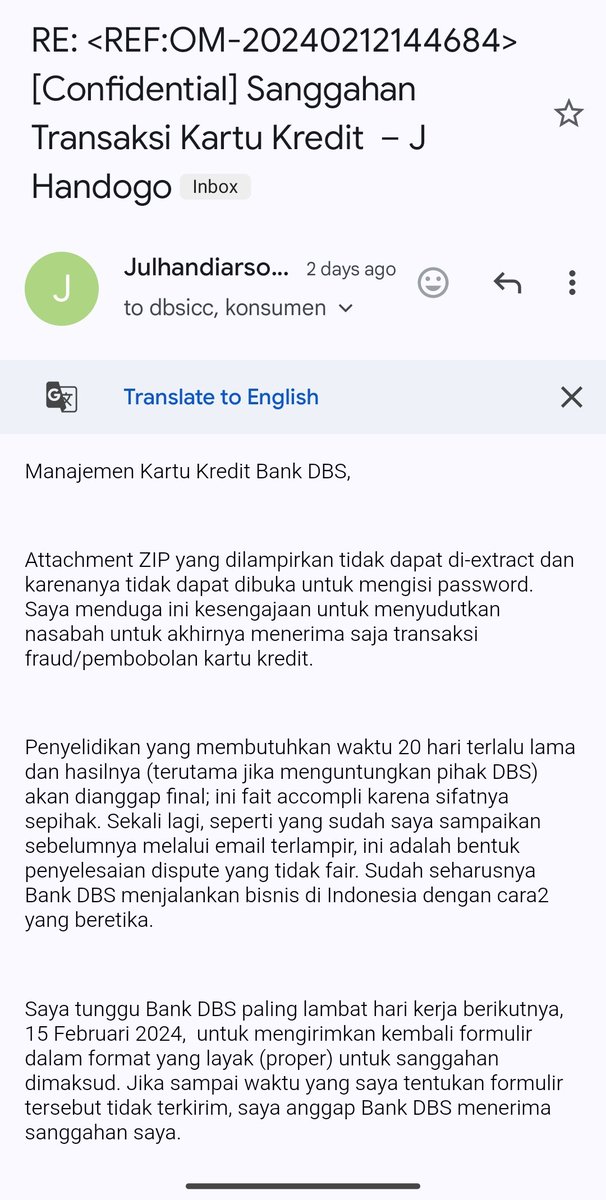 HandyHandogo's tweet photo. @digibank Hi! A straight forward fraud on my credit card seems to be going through a long and non-sense resolution on your Indonesian branch. They play the game to dodge my rejection to this unauthorized transaction. This is unethical. Need your help. https://t.co/1cqtHCjACJ