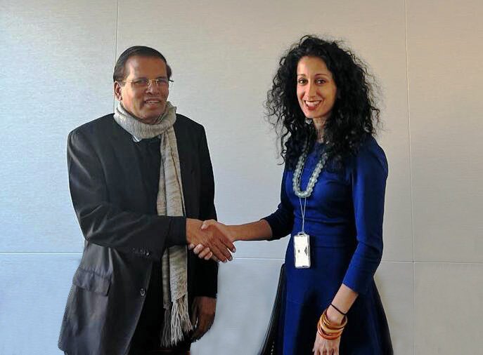 Maithripala Sirisena (@maithripalas) on Twitter photo An excellent exchange of views with Afreen Akhter, Deputy Secretary, Bureau of South Central Asian affairs of the US Department of State in Washington DC towards a strengthened bilateral relations. <a href="/AfreenAkhter/">Afreen Akhter</a> <a href="/USEmbSL/">U.S. Embassy Colombo</a> An excellent exchange of views with Afreen Akhter, Deputy Secretary, Bureau of South Central Asian affairs of the US Department of State in Washington DC towards a strengthened bilateral relations. <a href="/AfreenAkhter/">Afreen Akhter</a> <a href="/USEmbSL/">U.S. Embassy Colombo</a>