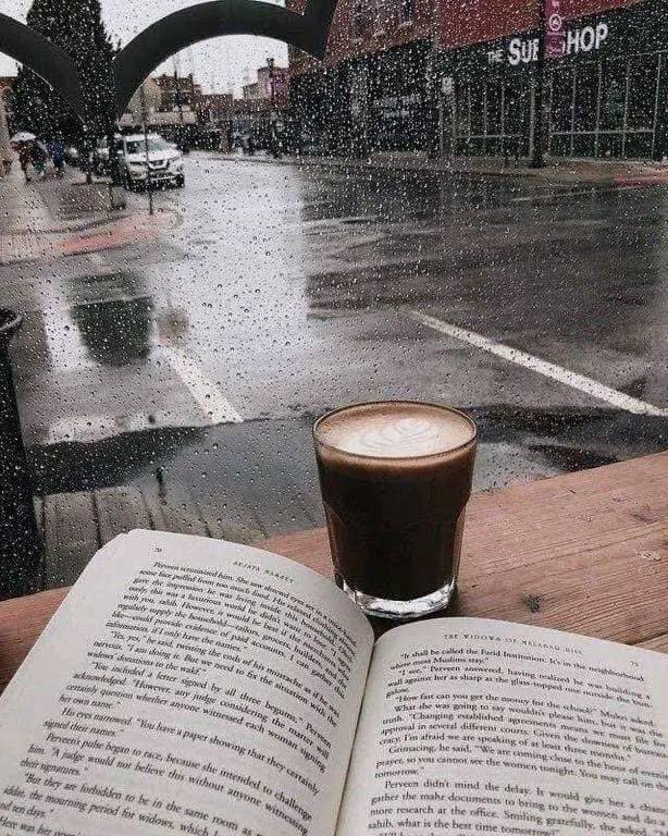Good morning ☕️️ Raindrops drumming on the window, steam rising from my coffee, and a book waiting to be devoured. Perfection! What's your cozy rainy day ritual? #cozyvibes #readinglife #cupofjoy ✨