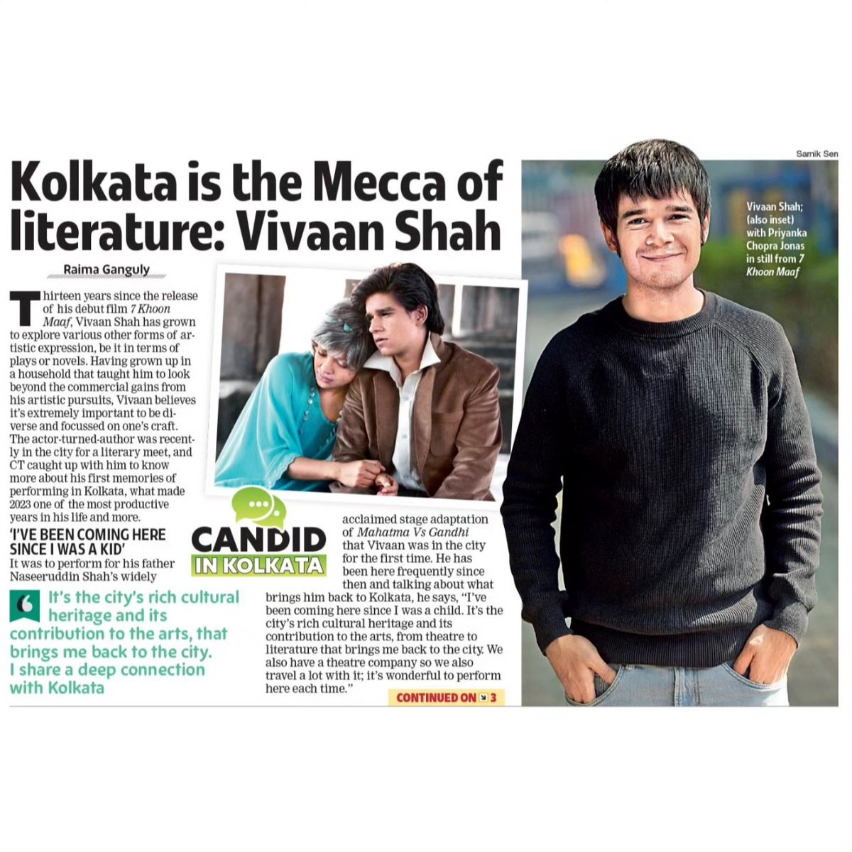 Calcutta_Times's tweet photo. Actor-author Vivaan Shah was in town recently; CT caught up with him to know about his first memories of performing in Kolkata, and more. Take a look
#vivaanshah #literaryfestival #candidinterview #kolkata #calcuttatimes https://t.co/L79jEPWVop