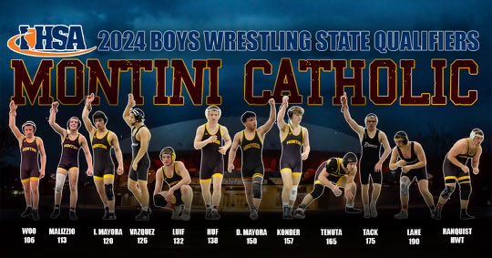 Good luck to Montini’s “Dirty Dozen” as they begin the IHSA Boys Individual State Tournament tomorrow afternoon!! #ThePrideIsBack