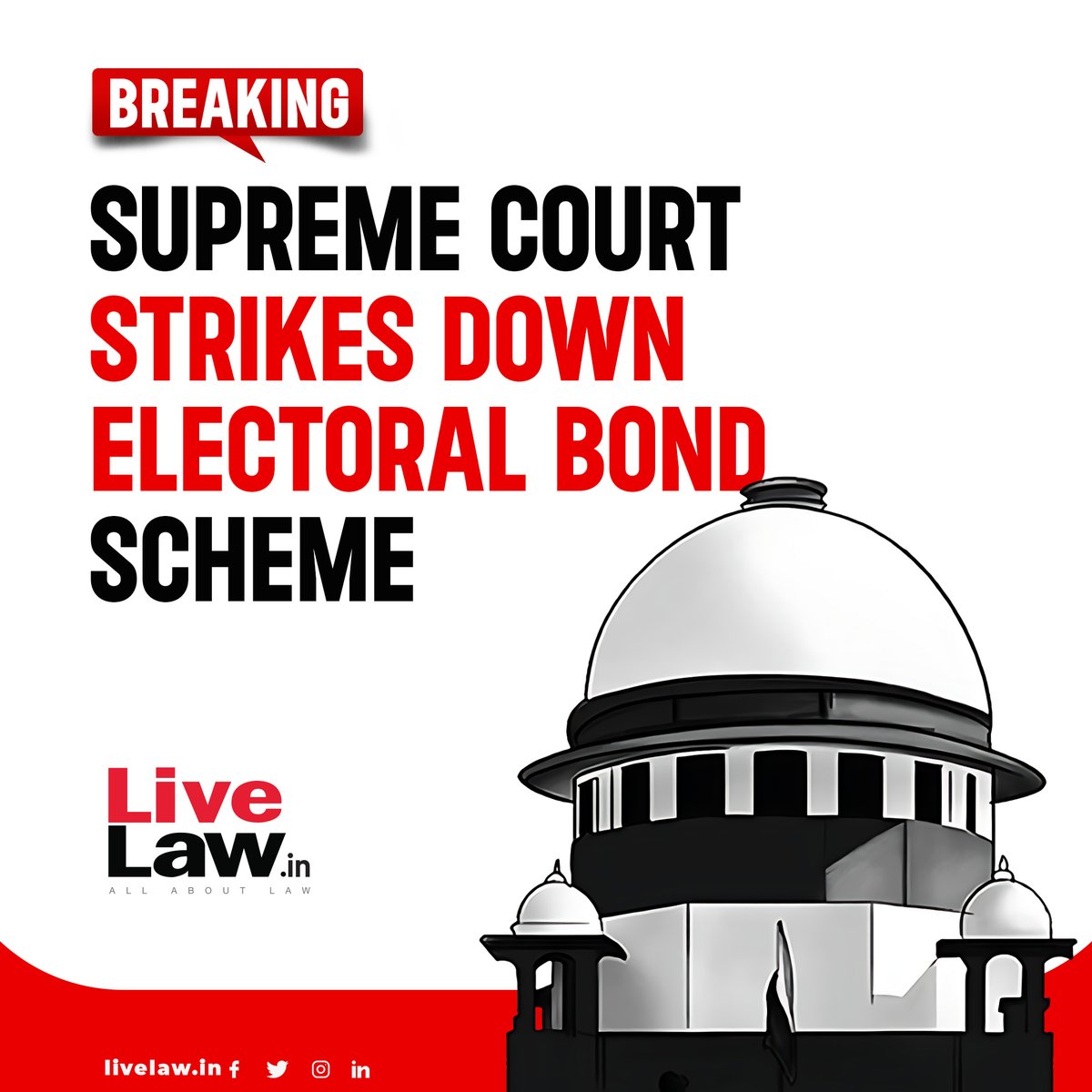 LiveLawIndia's tweet photo. Breaking: #SupremeCourtofIndia #ElectoralBonds https://t.co/QILdh4B7hZ