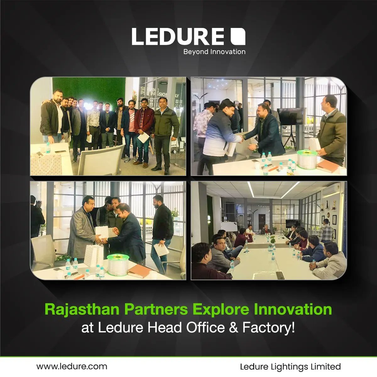 LEDURELIGHTINGS's tweet photo. We were thrilled to host our esteemed Rajasthan Business Partners at our Head Office and Factory. It was a wonderful opportunity to showcase our latest innovations and discuss future collaborations. Thank you for your visit and here's to a bright partnership ahead! โ
๐
#Myledure https://t.co/51if5FnUiP
