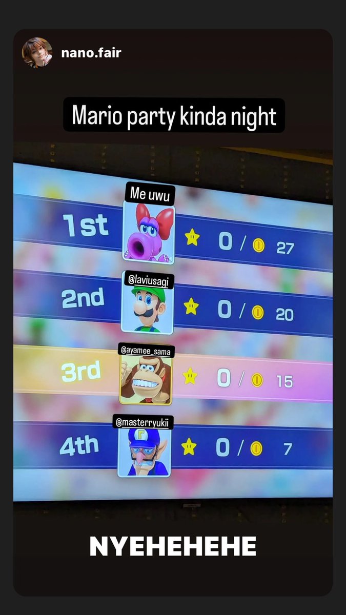 MasterRyukii's tweet photo. @nanofair @cancaincan @Ayamee_Sama @LaviUsagi Got my ass kicked in Mario Party oop https://t.co/eB0tIPfWWz