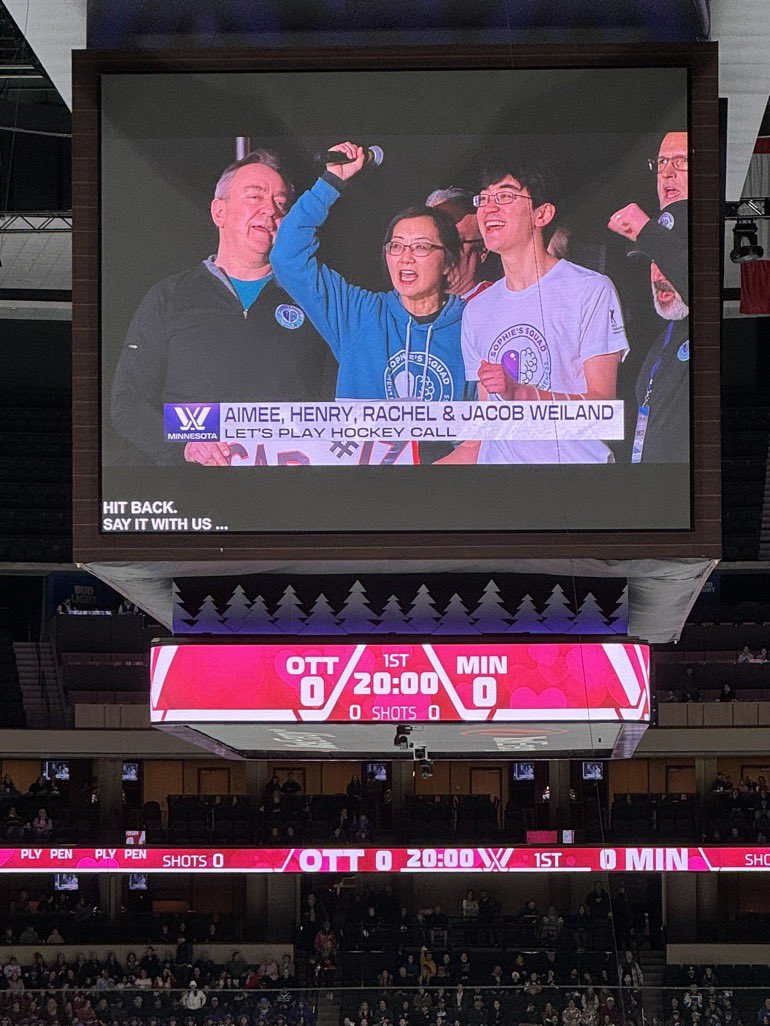 SophiesSquad's tweet photo. What a night!  Thanks Wieland family for helping get it started!  

#letsplayhockey
#hockeyhitsback
@PWHL_Ottawa @PWHL_Minnesota https://t.co/vPZZKMxwBu