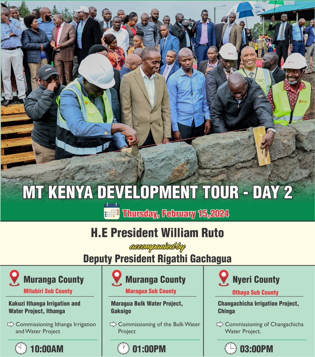 Kawy_Pam's tweet image. Second day of President Ruto&apos;s development tour of #Mlima Kenya.
#DeliveringThePlan