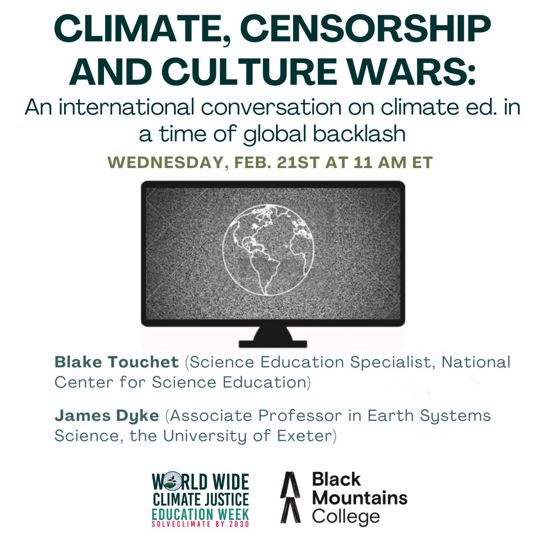 Join us soon for a webinar discussion on navigating censorship as a climate concerned educator. This webinar is hosted by two @opensocietyuniv institutions, @bardcollege and @bmc_college . Register at the link in our bio or copy/paste this link: actionnetwork.org/events/climate…