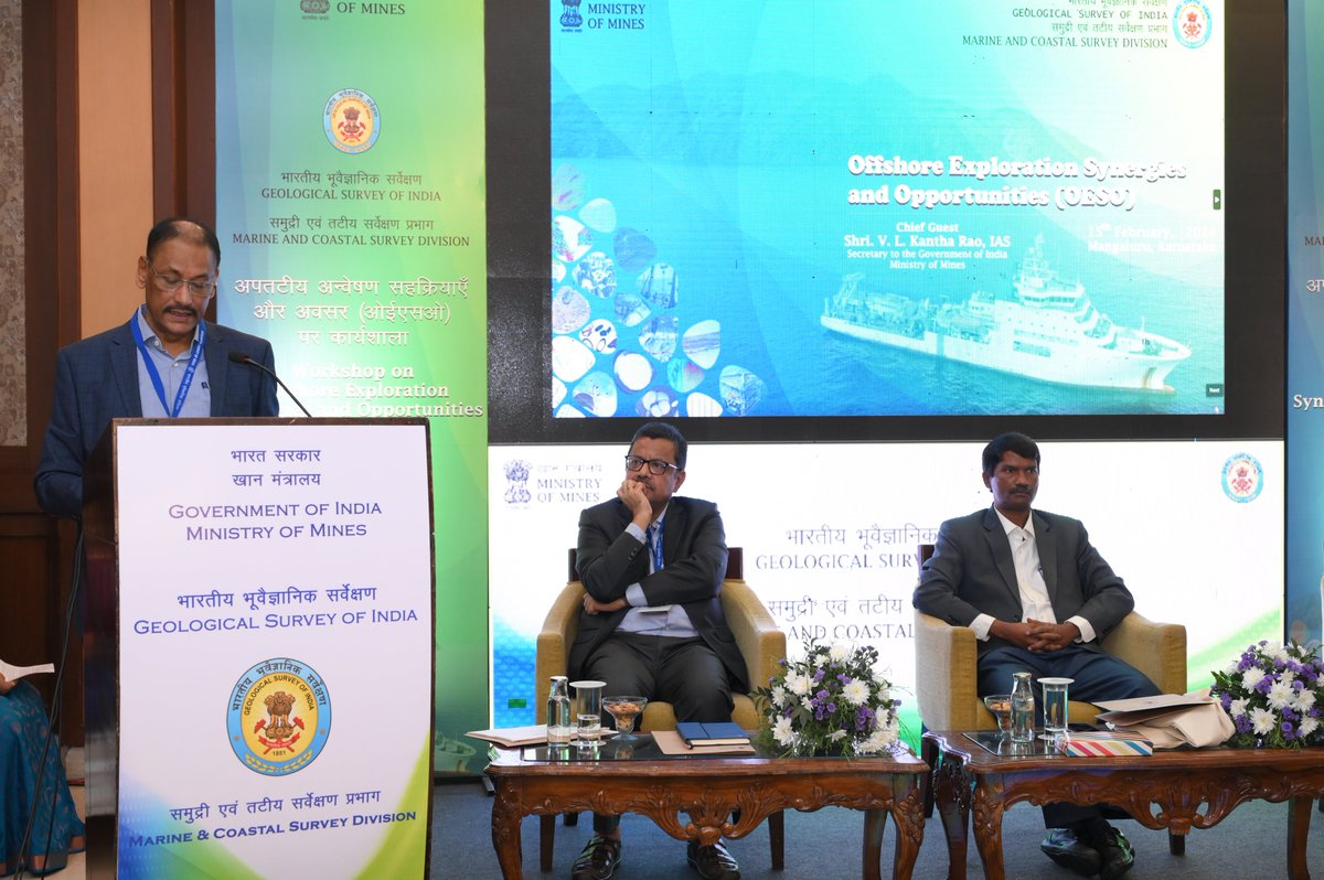 GeologyIndia's tweet image. Shri Janardan Prasad, DG, GSI Director General, GSI, spoke about the significance of offshore exploration and its potential impact on the nation&apos;s mineral resources and economic development.
#MiningReforms #AatmaNirbharBharat