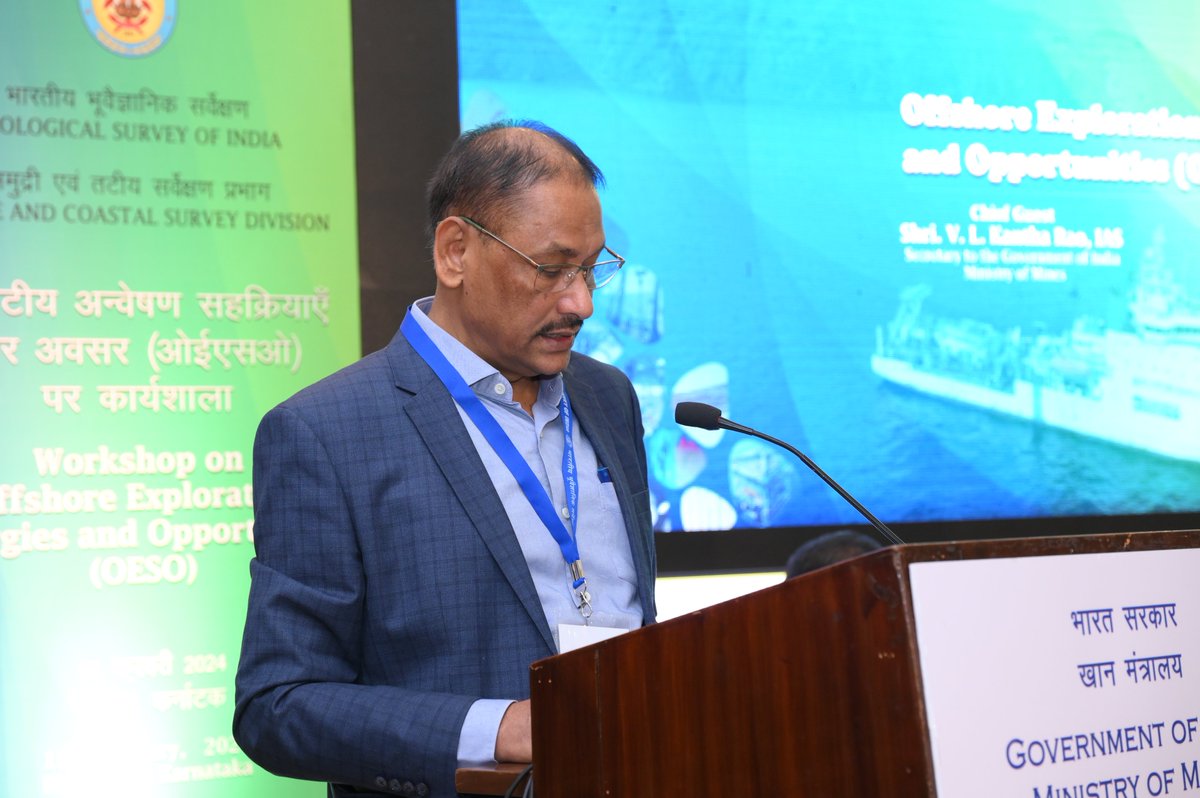 GeologyIndia's tweet image. Shri Janardan Prasad, DG, GSI Director General, GSI, spoke about the significance of offshore exploration and its potential impact on the nation&apos;s mineral resources and economic development.
#MiningReforms #AatmaNirbharBharat