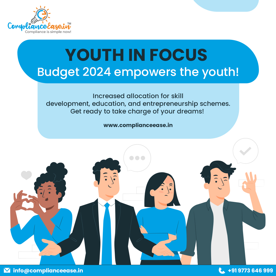 Youth in Focus ‍‍: Budget 2024 empowers the youth! Increased allocation for skill development, education, and entrepreneurship schemes. Get ready to take charge of your dreams!
#Budget2024 #YouthEmpowerment #SkillingIndia #BuildingIndia