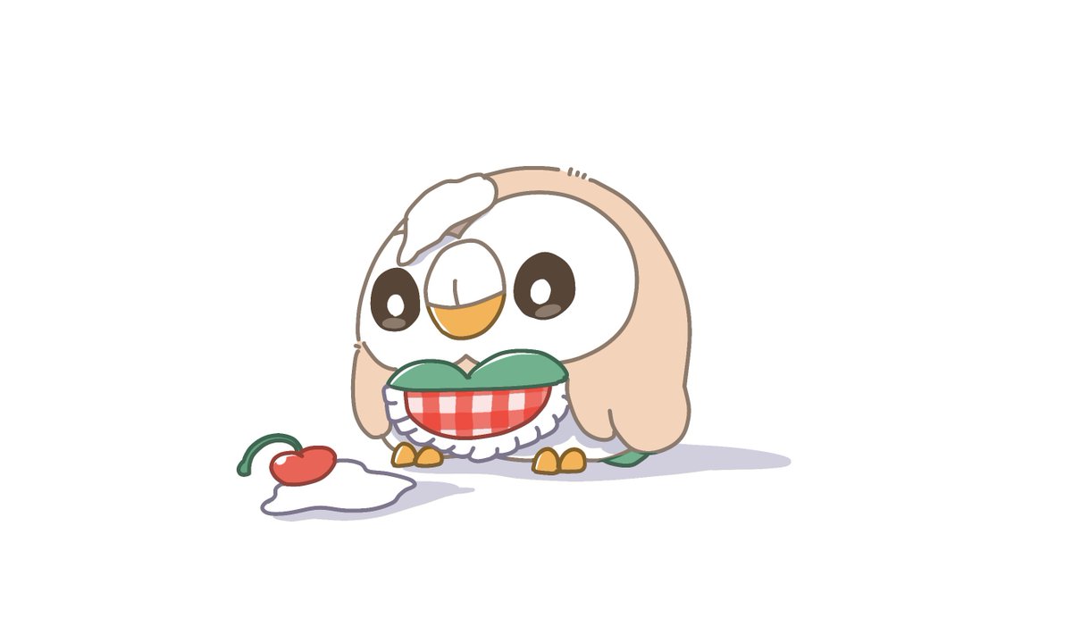 rowlet no humans pokemon (creature) white pupils cherry bright pupils bird white background  illustration images