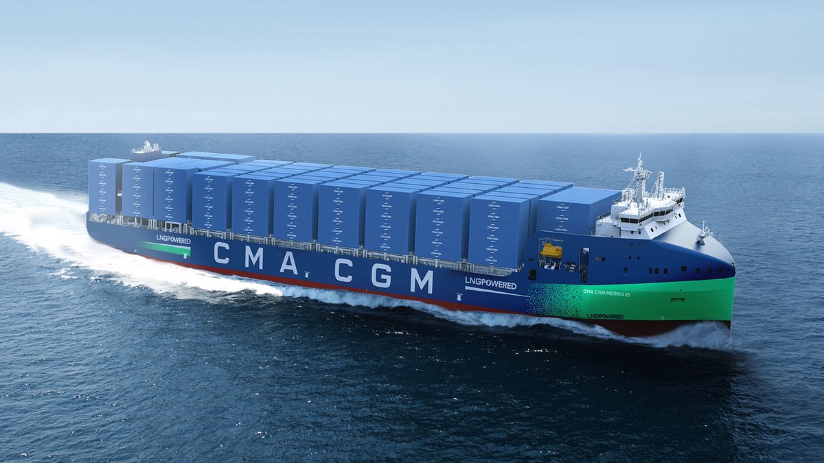 Discover our cutting-edge 2,000 TEU container ships!🚢

Powered by LNG and led by the inaugural CMA CGM MERMAID, this fleet presenting a brand-new design is a leap in our decarbonization journey, showcasing our commitment to sustainable shipping.

#Innovation #FutureOfShipping
