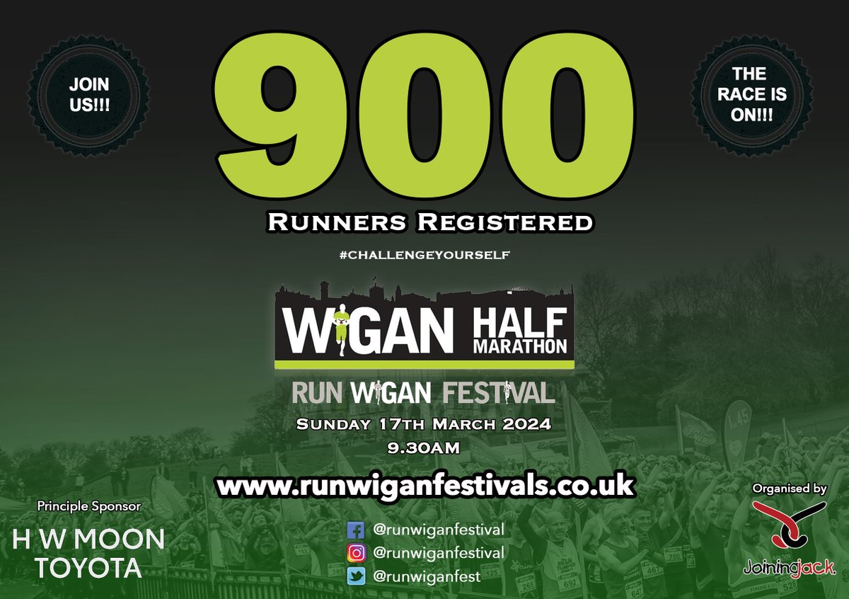 HW Moon RunWiganFest (@runwiganfest) on Twitter photo ⭐900 HM RUNNERS⭐
Wow! Can we hit 1,000 in 2024? Save your place <a href="/HWMoonToyota/">HW Moon Toyota</a> RWF for <a href="/alljoinjack/">Joining Jack</a>
runwiganfestivals.co.uk
<a href="/Bithells/">Bithells Waste</a> <a href="/metrorodlancs/">Metro Rod Lancashire</a> <a href="/EnduranceCoach/">The Endurance Store</a> <a href="/UncleJoesSweets/">Uncle Joe's Brand</a> <a href="/Wiganphysio/">BridgemanCentre</a> <a href="/WiganCouncil/">Wigan Council</a> <a href="/visitwigan/">Wigan Tourism Board</a>
#Runwiganfestival2024 #TeamJJ #makeadifference 👉👈 ⭐900 HM RUNNERS⭐
Wow! Can we hit 1,000 in 2024? Save your place <a href="/HWMoonToyota/">HW Moon Toyota</a> RWF for <a href="/alljoinjack/">Joining Jack</a>
runwiganfestivals.co.uk
<a href="/Bithells/">Bithells Waste</a> <a href="/metrorodlancs/">Metro Rod Lancashire</a> <a href="/EnduranceCoach/">The Endurance Store</a> <a href="/UncleJoesSweets/">Uncle Joe's Brand</a> <a href="/Wiganphysio/">BridgemanCentre</a> <a href="/WiganCouncil/">Wigan Council</a> <a href="/visitwigan/">Wigan Tourism Board</a>
#Runwiganfestival2024 #TeamJJ #makeadifference 👉👈