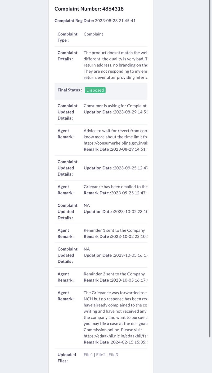 Pjfactory09's tweet photo. @jagograhakjago Is a waste of time. I registered a complaint on 28/08/2023. They have disposed the complaint without any resolution or even making a contact with the other party! 0% Assistance and help. Grahak jaag ke karega kya? 😂 @PiyushGoyalOffc @PiyushGoyal https://t.co/Sx27d8fYua