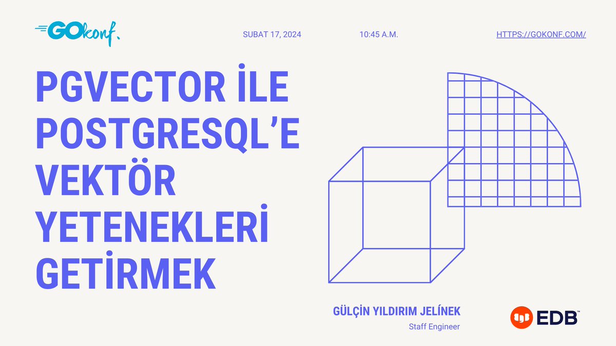 apatheticmagpie's tweet image. Cumartesi sabahı 10:45’te  @IstGophers tarafından düzenlenen GoKonf’ta #pgvector anlatacağım. 

Etkinlik boyunca mekandayım, tanışıp konuşmak isteyen herkesi beklerim. #gokonf #istanbul #postgres