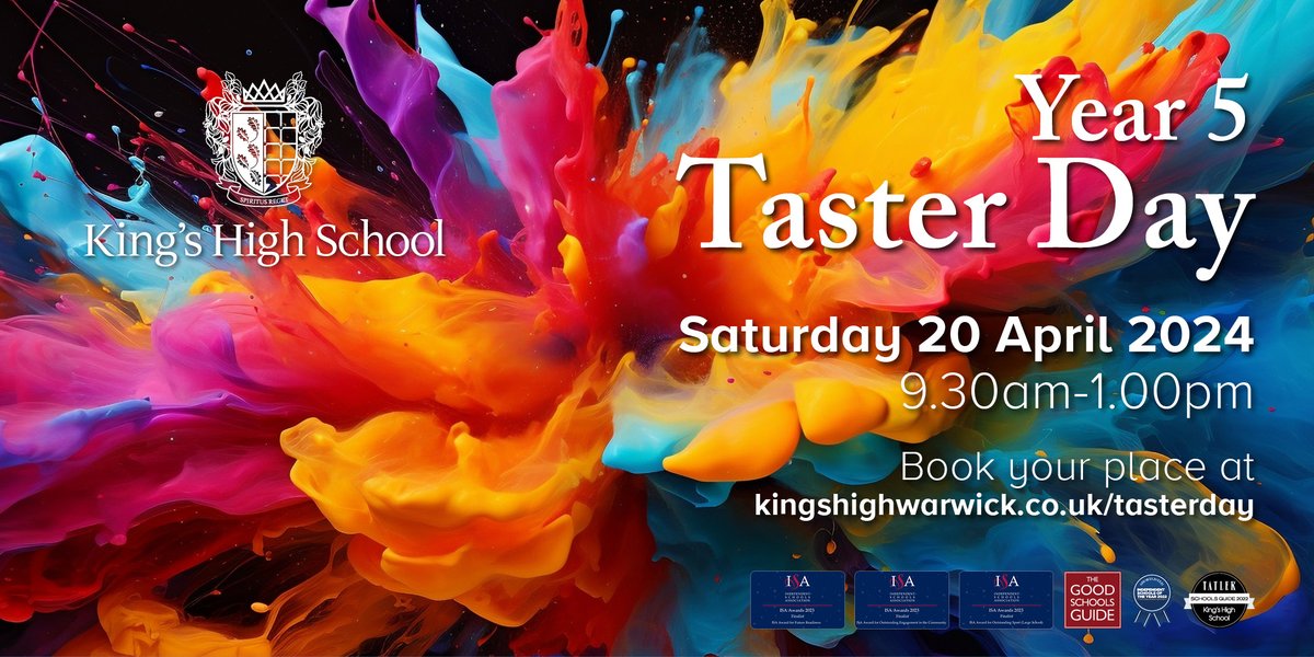 Over half of the places on our King's Taster Day have been snapped up already!

If your daughter is in Year 5, don't miss out! Reserve a spot at ow.ly/tHC950QyeW1. It's completely free to attend and a fantastic taste of King's. 

Saturday 20 April 9.30am-1pm. #TasterDay