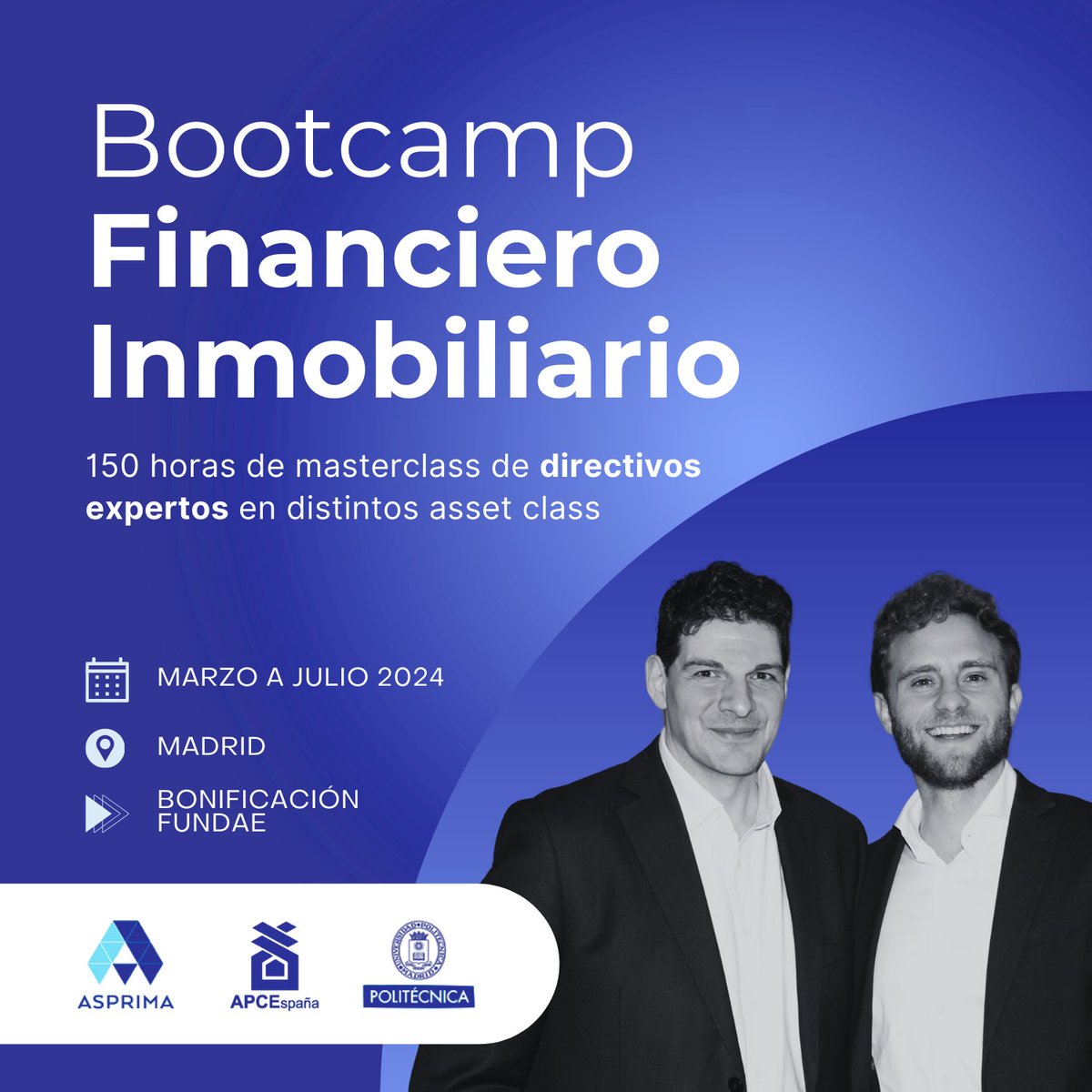 📈 Las finanzas son una parte fundamental del éxito de cualquier empresa, y las inmobiliarias no son la excepción.

Especialízate en finanzas inmobiliarias de mano de referentes del sector inmobiliario en el BOOTCAMP FINANCIERO INMOBILIARIO.

Inicio Marzo
…rsidadinmobiliaria.edificacion.upm.es/bootcamp-finan…