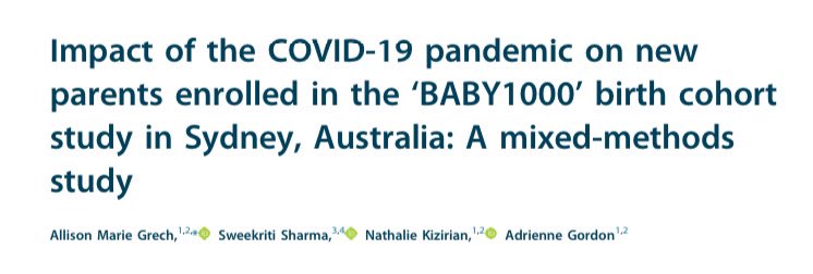 "The COVID-19 pandemic and associated public health orders significantly impacted participants’ pregnancy, postpartum and parenting experiences." 

doi.org/10.1016/j.anzj…
