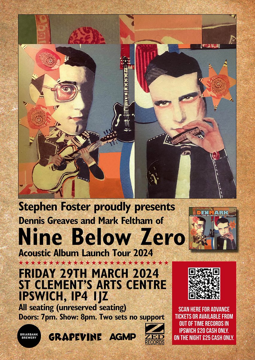 Advance tickets for my forthcoming @NineBelowZero1 and #DrFeelgood/#TheMilkMen gigs can be purchased cash only from Out Of Time Records in Ipswich. Great savings to be made on door prices. @grapevinelive @BriarbankBrew @venue16ipswich