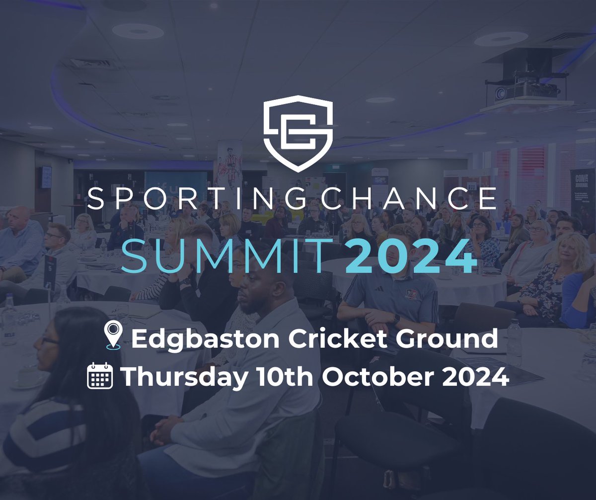 📅SAVE THE DATE 📅 Sporting Chance is delighted to announce that we will be hosting our second Summit on Thursday 10th October 2024 at Edgbaston Cricket Ground. 🏟️ Speakers and Ticket Information to be announced in due course, we look forward to welcoming you all on the day. 🙌