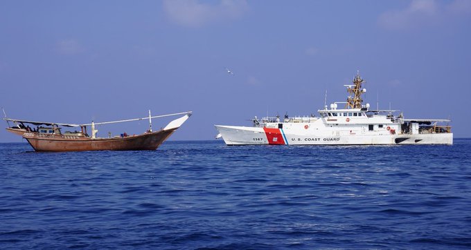 The U.S. Coast Guard Sentinel-class fast-response cutter USCGC Clarence Sutphin Jr (WPC 1147) seized advanced conventional weapons and other lethal aid originating in Iran and bound to Houthi-controlled Yemen from a vessel in the Arabian Sea, Jan. 28, 2024. 