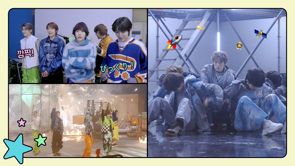 nctwishofficial's tweet photo. 宇宙人になった気分🚀 爆竹もバンバン☄️ | 우주인이 된 기분👩‍🚀 폭죽도 빵빵💥 | 'NASA' Performance Video Behind the Scenes
 
https://t.co/FGVK7F9xG7
 
#NCTWISH #Behind #NASA https://t.co/R4eP5btlK8