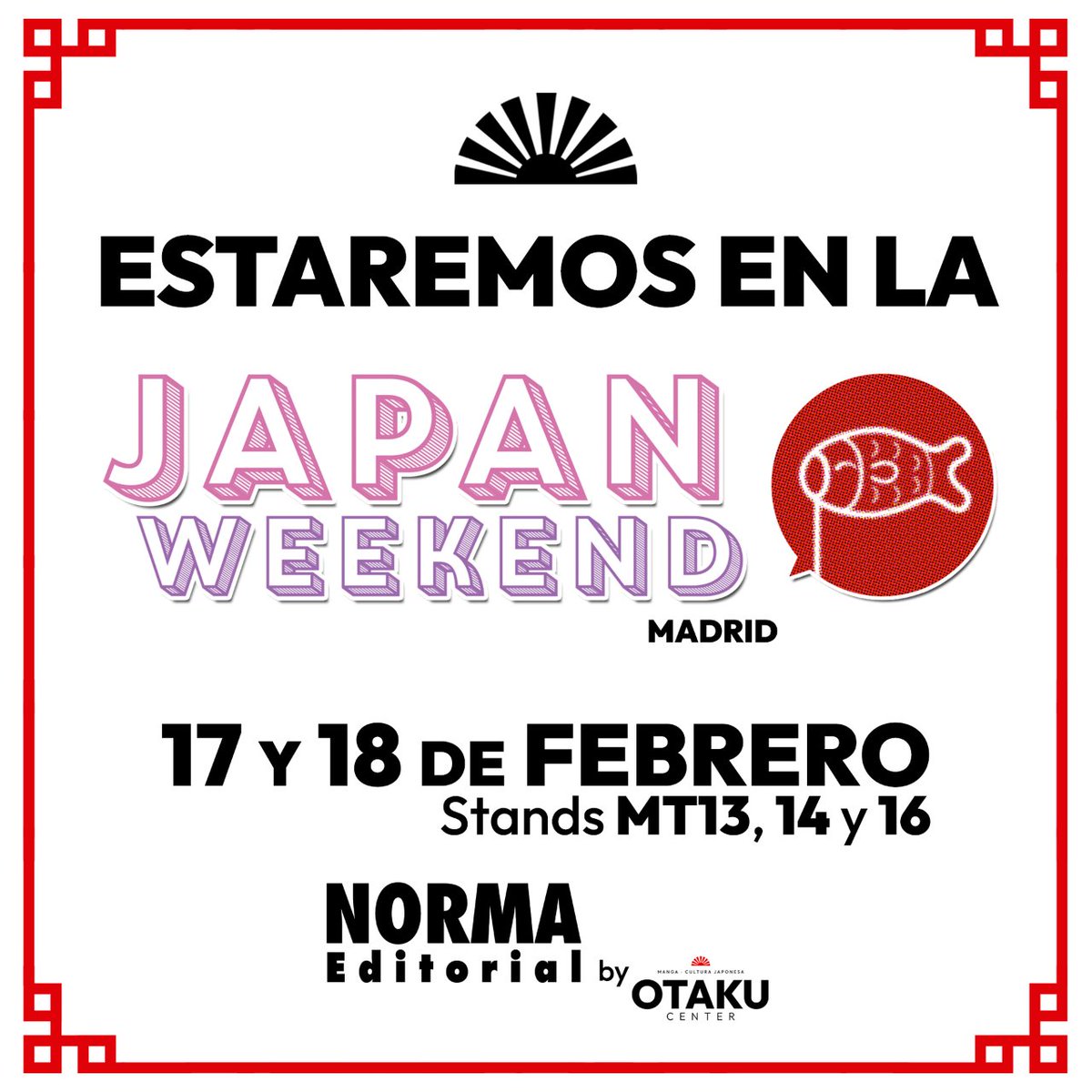otakucenter's tweet photo. 🇯🇵 ¡Este finde nos vemos en la @Japan_Weekend, otakus, en nuestro clásico stand junto a la gente bonica de @NormaEdManga!
¡Esperamos veros por allí, llevaremos muchas cositas bonitas! 🫶
¿Quién se viene a vernos?
#JapanWeekend2024 #OtakuEnLaJapan https://t.co/WLlBjjsxpE