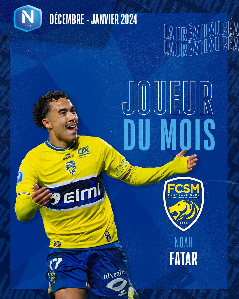 NationalFFF's tweet image. 𝗡𝗢𝗔𝗛 𝗙𝗔𝗧𝗔𝗥 a été choisi comme 𝗺𝗲𝗶𝗹𝗹𝗲𝘂𝗿 𝗷𝗼𝘂𝗲𝘂𝗿 du #NationalFFF pour la période 𝗱𝗲́𝗰𝗲𝗺𝗯𝗿𝗲 𝟮𝟬𝟮𝟯-𝗷𝗮𝗻𝘃𝗶𝗲𝗿 𝟮𝟬𝟮𝟰 🏆👏

L'attaquant du @FCSM_officiel a récolté 33,98% des suffrages 🗳️

Toutes les infos ➡️ l-fff.co/4bAfzY9