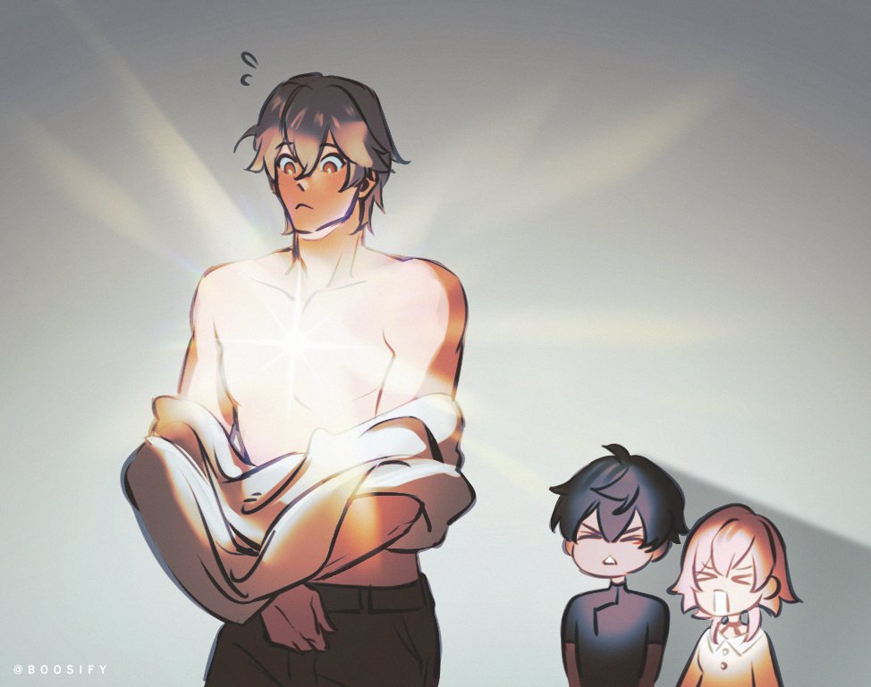 I wondered why he wore a tank top + shirt but I figured it out!! #caelus #honkaistarrail