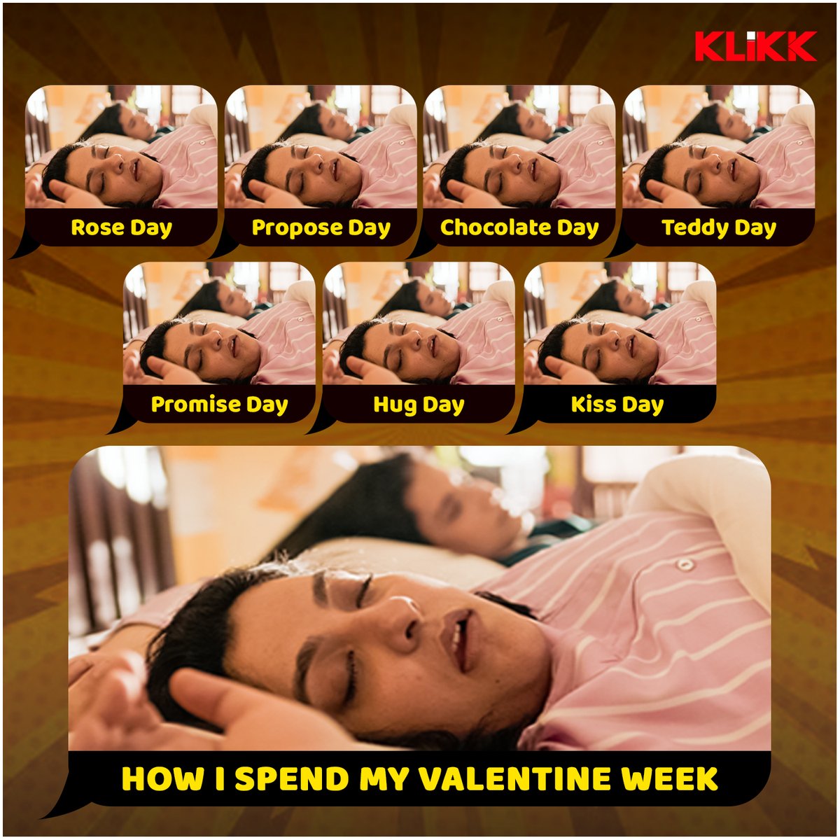 How I Spend My Valentine Week 😴😂😴
#Klikk #sleepy #singlelifebelike #funny #valentineweek