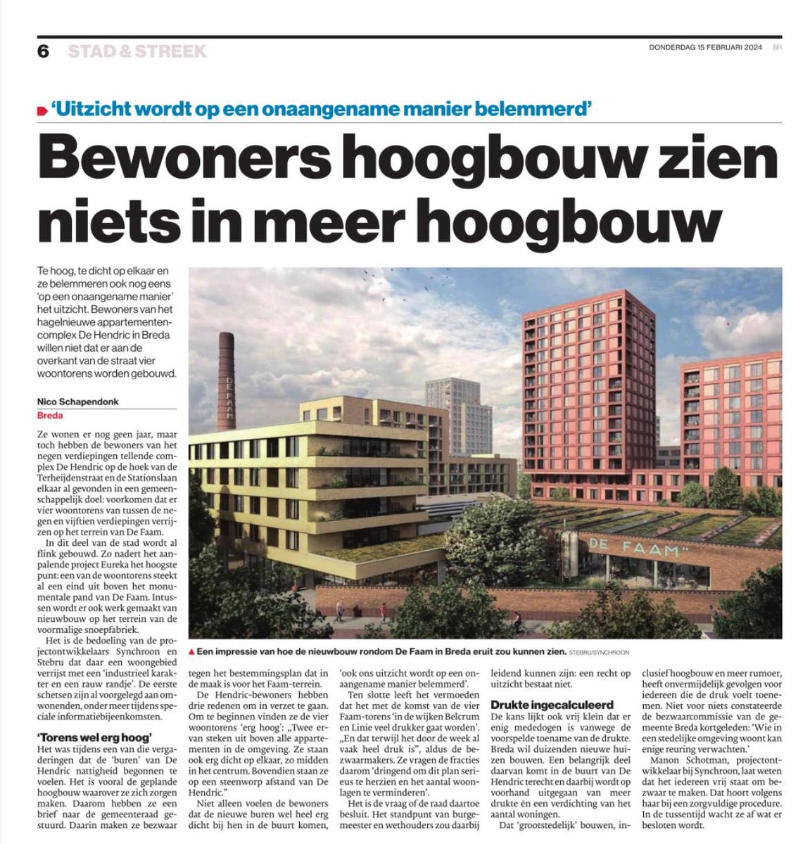 Zelf onder de pannen zijn en vervolgens jouw recht op uitzicht belangrijker vinden dan andermans recht op een woning. Zo gaat het op veel plekken. Trage bouwprocedures zijn niet alleen een kwestie van regels. Met ‘ieder voor zich’ vorm je geen samenleving. bd.nl/breda/bewoners…