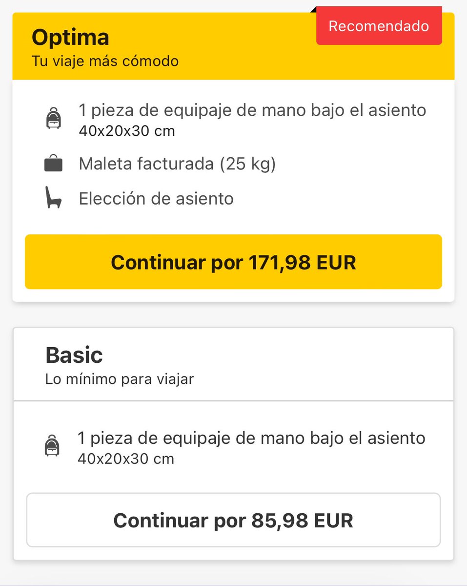 AlvaroVeMen's tweet photo. @vueling @vuelingofertas @vuelingfan @vueling_victims  Pero qué es esto de que el vuelo cuesta 85€ y las maletas 90€??!!! O llevas una mochila pequeña o con una maleta de 25kg!!!! Cobran y ofrecen lo mismo que un vuelo de 12h aplicado para un vuelo de 1h, increíble!! https://t.co/3yB78xgCnU