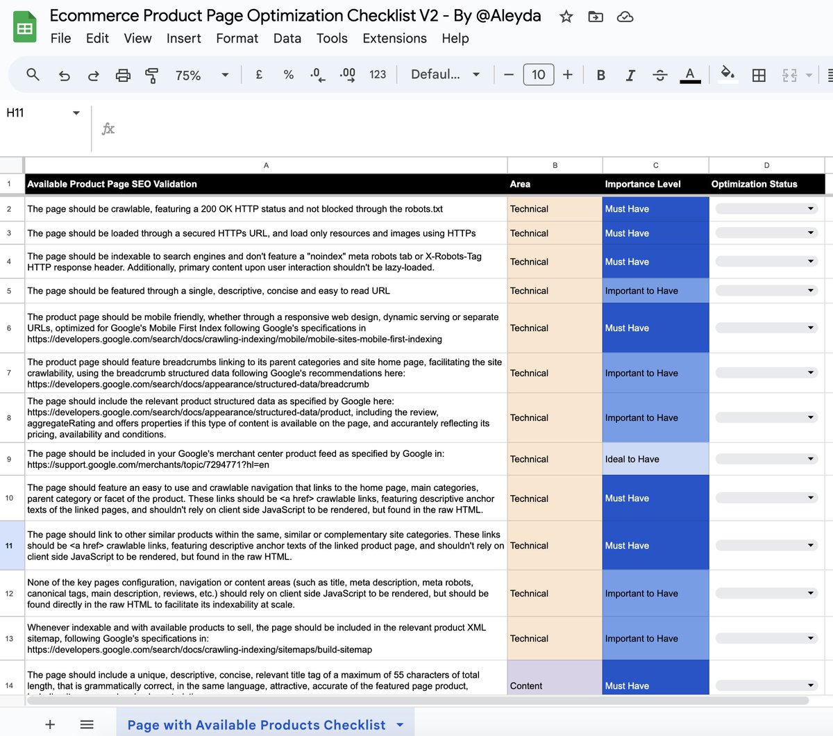 aleyda's tweet image. I&apos;ve updated the &quot;Ecommerce Product Page Optimization Checklist V2&quot; with some additional areas to take into account when optimizing your Online Store&apos;s Product Pages 👀💸👇 Use as a reference!  

docs.google.com/spreadsheets/d…