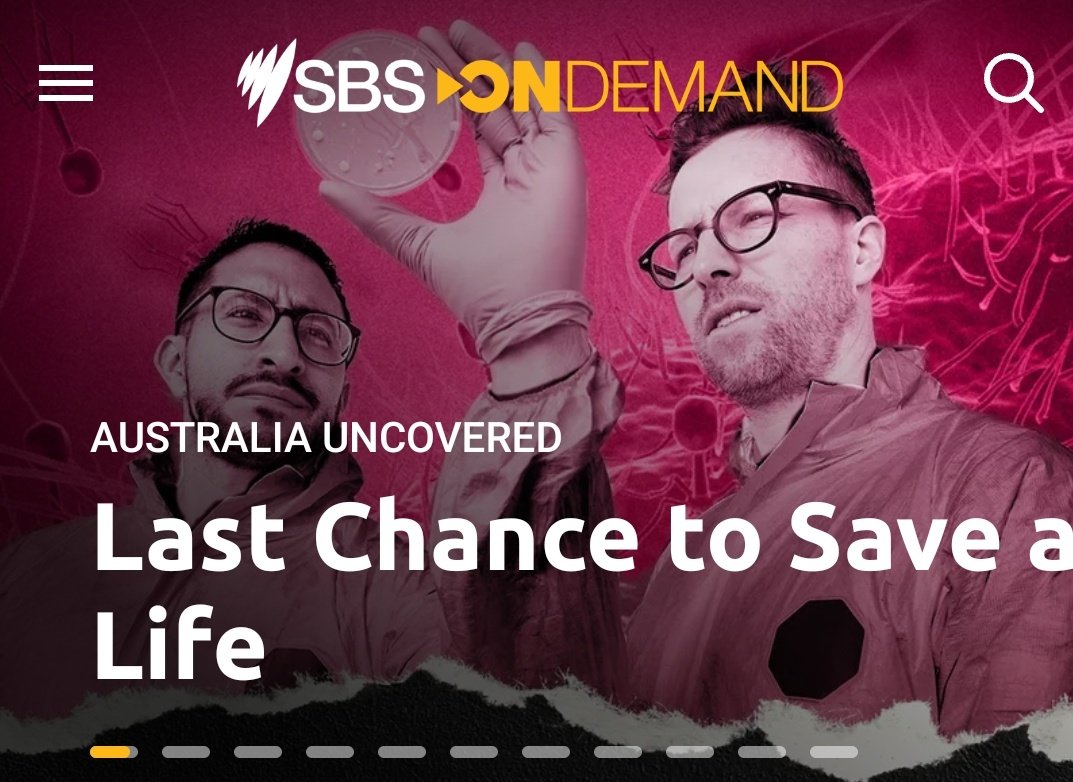 How cool is it to see your friends and former PhD buddy @stephh_lynch doing amazing things 😍 make sure you check out 'Last chance to save a life' a documentary that follows the journey of phage translation into the clinic! @PhageAustralia @WestmeadInst @JeremyJBarr @SBSOnDemand